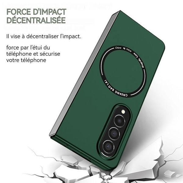 Telefonfodral - INN® - Z Fold 4 - TPU - Stötsäker - Magnetring Grön