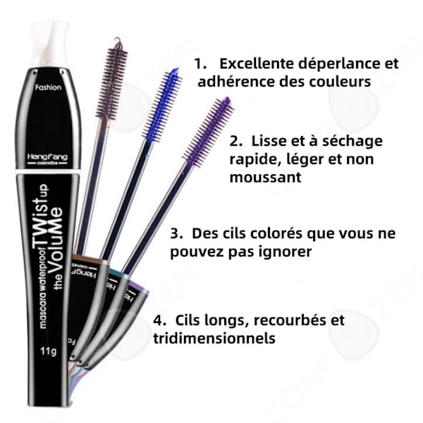 C Mascara farvet 3 farver vandfast mascara langvarig vandtæt holdbar fiber silke 4d øjenmakeup til halloween
