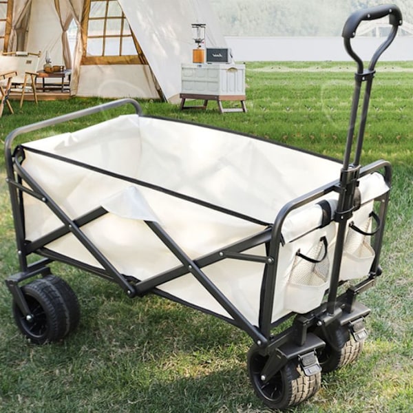 Kundvagn 51cm x 67cm hopfällbar transportvagn med svängbara hjul för utomhuscamping och stormarknadsshopping