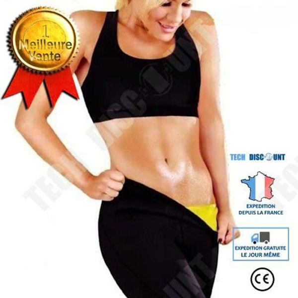 Træningsleggings, Sudation / Multi-lag Sauna i sort neopren med gul kant / Behagelig og flot / Fitness, Sport, Yo