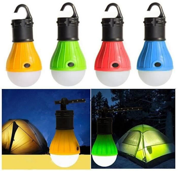TD® Sæt af 4 Stykker Møbelbelysning - LED Pære Lys til Opsætning - Camping Telt Bærbar Fiskelampe Lanterne