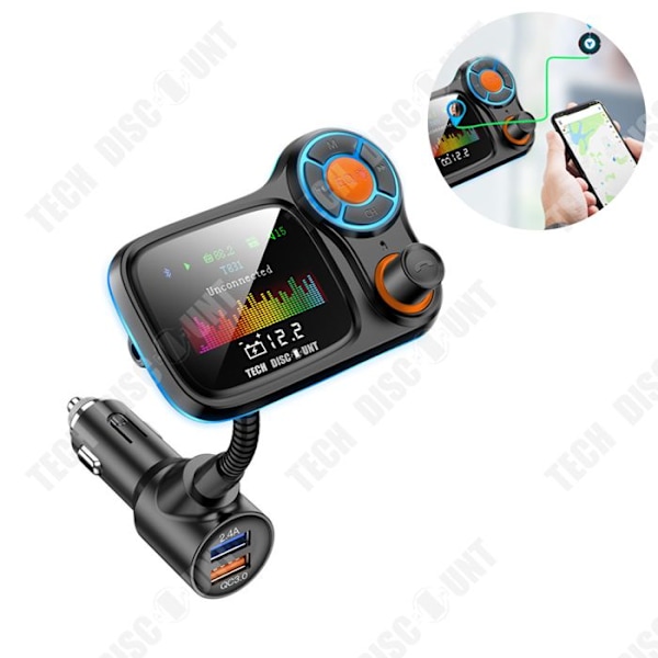 TD® FM-lähetin bluetooth auto mp3-soitin bluetooth värinäyttö QC3.0 pika lataus kaksois-USB monitoiminen FM-lähetin