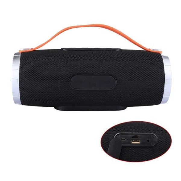 Svart Bluetooth-högtalare V4.2 trådlös stereohögtalare med handtag, inbyggd mikrofon, handsfreesamtal och Tf-kort - 163080