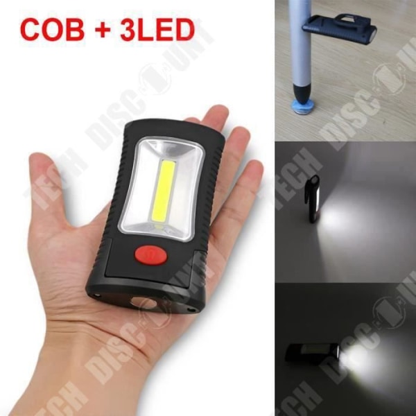 TD® Lampe Lanterne Bærbar 3 LED - Multifunktionel Arbejdslygter Camping Lommelygte Cykellygte Sort