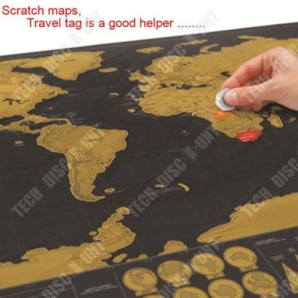 TD® Scratch Map/ Dekoration, Large Gold & Black Scratch Map/ World Scratch Map Black