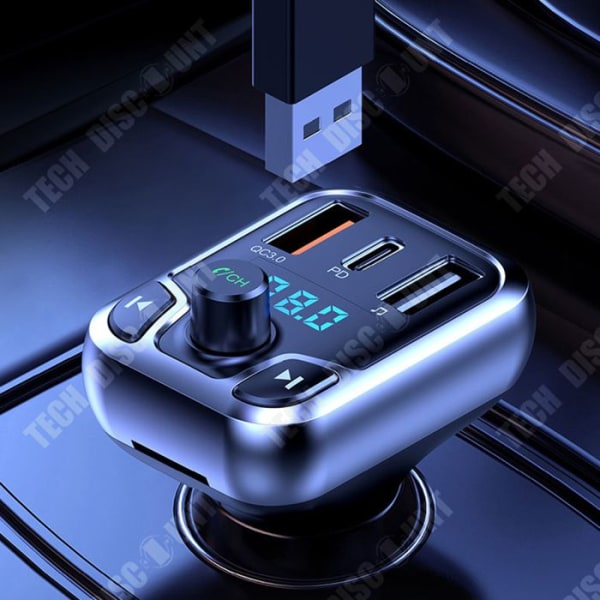 TD® T68 Bluetooth biloplader MP3 FM transmitter USB nøglelæser hurtig oplader bilinterface biloplader