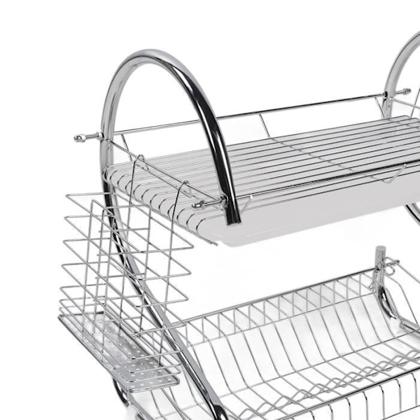 ROM Dish Rack 2 Tier Dish Drainer för skål Snygg organisation Vattenkopp Rostskydd