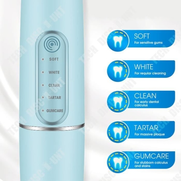 TD® elektrisk tandrengörare 5 justerbara hastigheter Rengöring och borstning 2 i 1 vattentät design för tandvård för hem