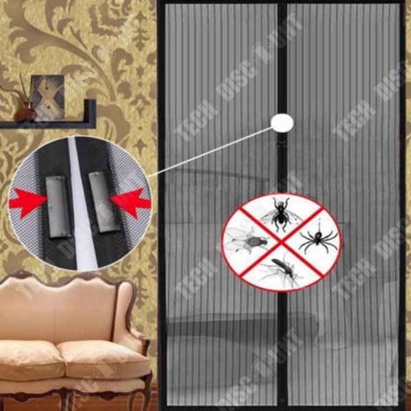 TD® Myggenet til magnetisk polyesterdør 120 x 210 cm sort
