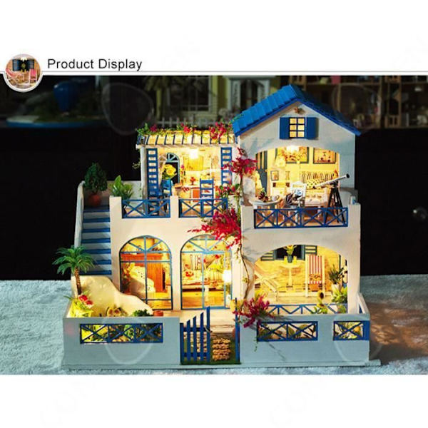 CONFO DIY Miniatyr julhus Montera LED Dollhouse Möbelsats Julklappsleksak