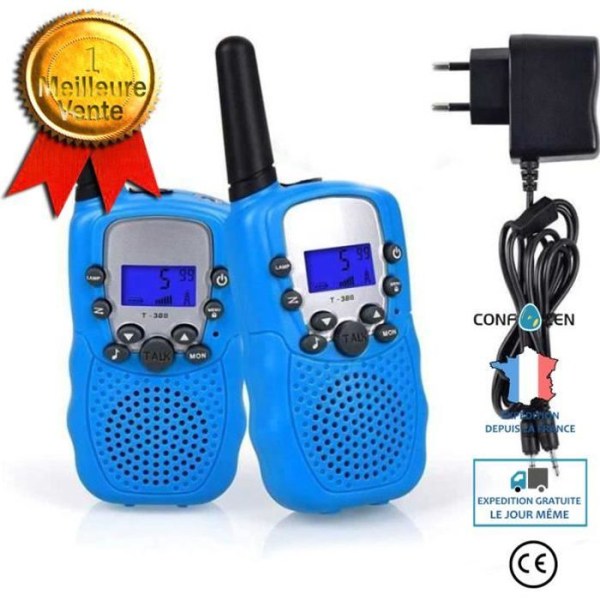 C® uppladdningsbara walkie talkies, uppladdningsbara walkie talkies för barn 3 km långdistans intercom Julklapp för barn (blå)