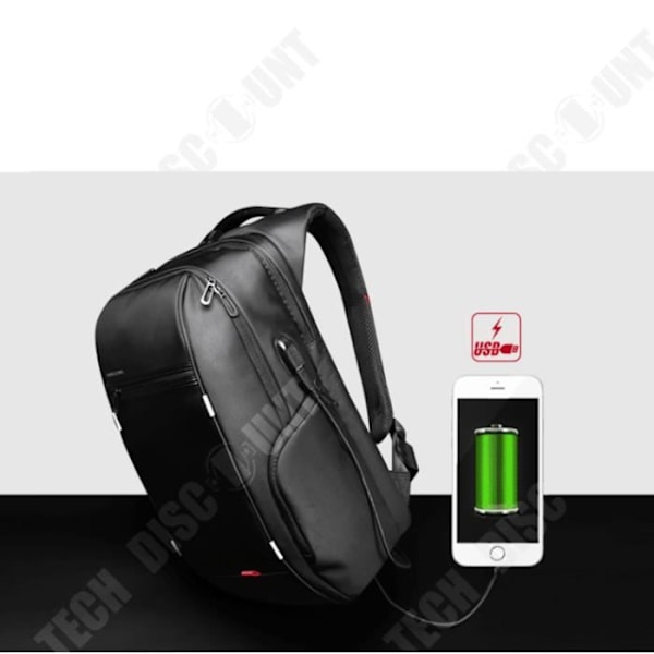 TD® 15,6” Lyx Notebook-ryggsäck Svart Extern USB-laddning för män