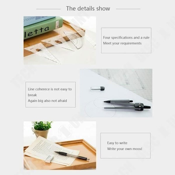 TD® Circle Gauge Set 9-delat Set Ritverktyg Brevpapper