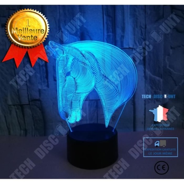 TD® 7 färger Ändrar Djur LED Nattljus Häst 3D Bordsbordslampa USB Baby Barn Sova Nyhet Nattlampa