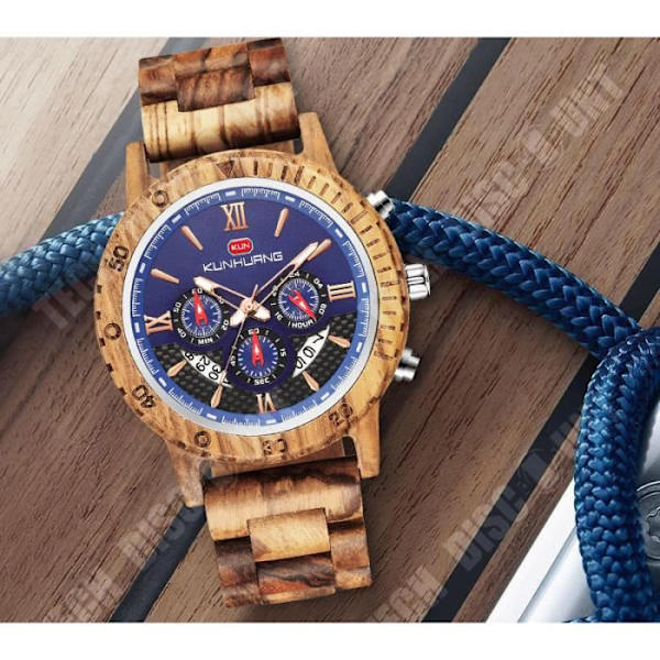 TD® Herr Zebra Wood Watch Tre-vindig multifunktion Herr Quartz Watch Accessoargåvor