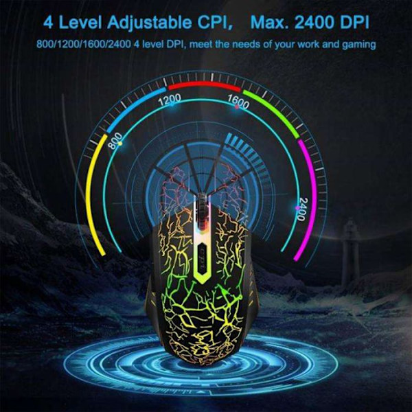 Kabelansluten Gamer Mouse Gaming Mus med 6 knappar DPI 4000 Game Computer Gamer Perifer RGB LED Light Gaming Design