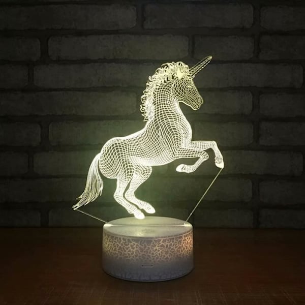 Burst textur bas 3d enhörning LED nattlampa 7 färg touch bordslampa present