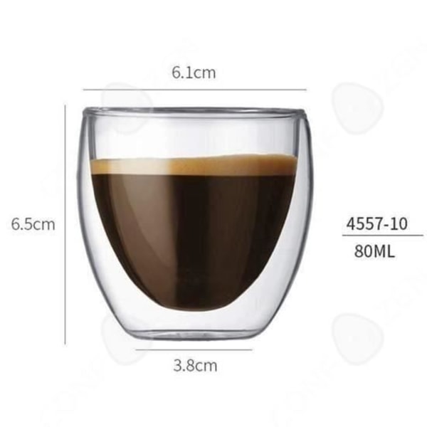 CONFO® förpackning med 6 espressosprit kaffeglas 80 ml Kapacitet Dubbelvägg termiskt klart glas Servera te kaffekopp