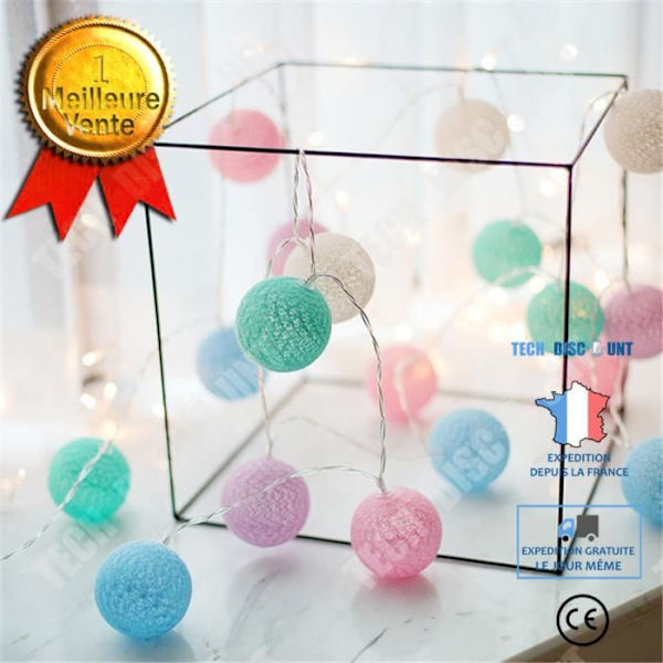 TD® LED String Lights 20 LED Bomullsbollar String Light An16971