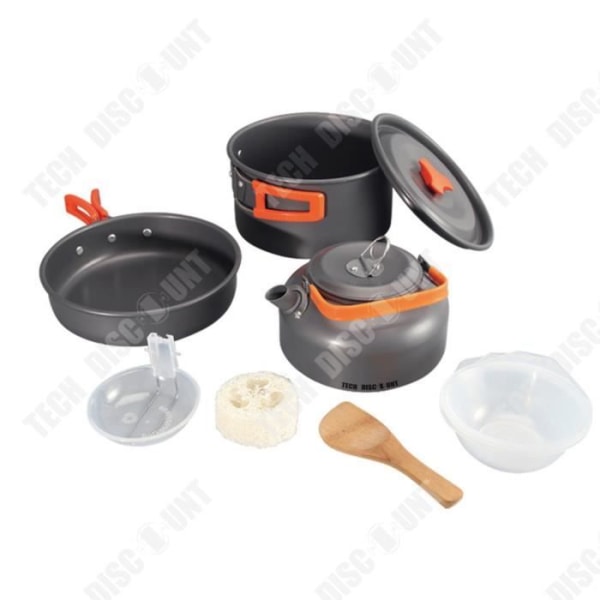 TD® Portable Camping Kastrull Kit Nonstick Köksredskap Set Aluminium Picknickskålar Orange - Typ matlagning se