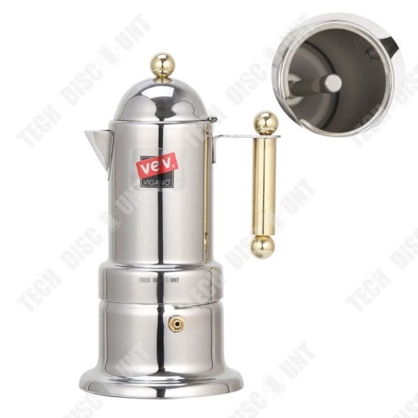 TD® Kaffebryggare i rostfritt stål 10*21cm Trippeltryck finfiltrering Lätt att rengöra U-formad pip Stabil och halkfri