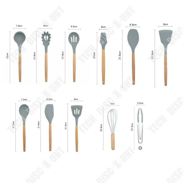 TD® 11-osainen kotitalouksien silikonikeittiövälineiden sarja, tarttumaton keittiölusikka ja -spatula