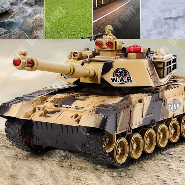 TD® Den fjernstyrede tank kan føre til flere kampe, idet den laster drengelegetøjet med en model af en bæltekøretøj kanon til børn.