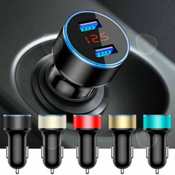 Cigarettändarladdare - CONFO - 3.1A - Dubbel USB - LCD display - Universal 12-24V
