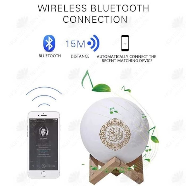 HTBE® Koranen månstjärna lampa muslimsk lampa dekorativ lampa kan ändra färg månlampa trådlös bluetooth fjärrkontroll
