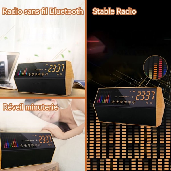 TD® Kaksinkertainen Kaiutin 2600mAH Langaton Bluetooth-kaiutin FM-radio Bluetooth-musiikkikaiuttimen tuki Puuväri