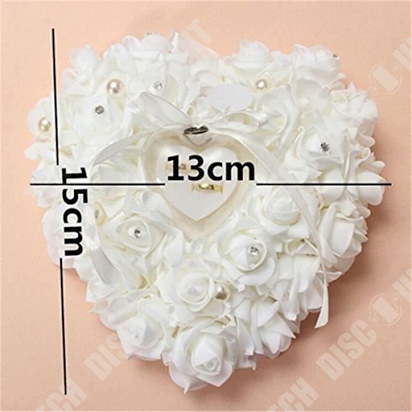 TD® Hvid Romantisk Allianceboks Hjerte Ringpude Smykke Elegant til Bryllup eller Fest 15 x 13 CM