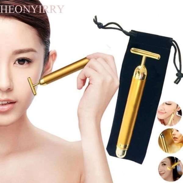 ClaireGold Version - Slimming Face 24K Gold Vibrator Beauty Roller Massager Stick Face Lift Hudstramning Anti Wrinkle Bar