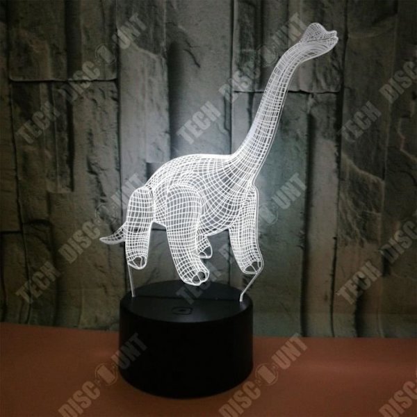 TD® Dekorativ berøringsfølsom optisk lampe 7 farver optisk illusion - model diplodocus - lavt forbrug USB-kabel 3 AA-batterier