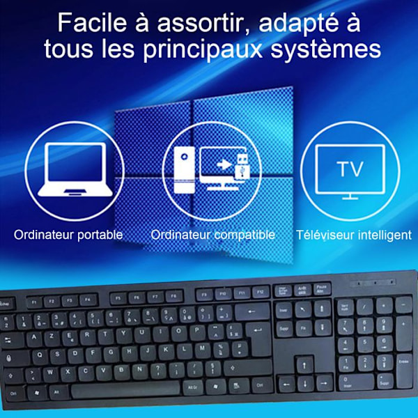 Computer Keyboard INN® 104 keys Wired Keyboard AZERTY USB Plug Play Chiclet Keys Low Profile Numeric Keypad Black