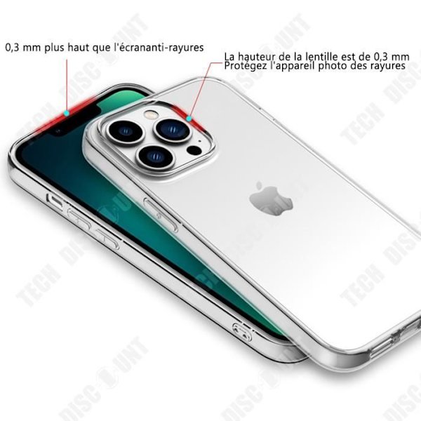 TD® Lämplig för iPhone 14 Pro mobiltelefonfodral vattentätt silikonskydd genomskinligt mjukt fodral