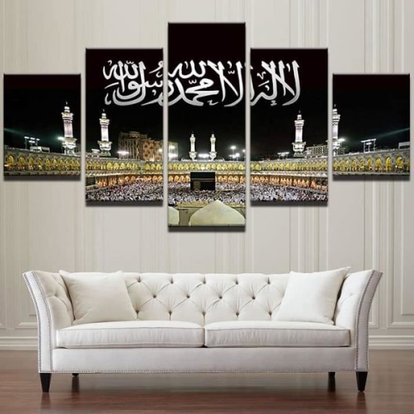 LB20698 Väggkonstbilder Heminredning Ram Moderna HD-utskrifter 5 panel Islamisk moské Slott Målning Allah Koranen Duk
