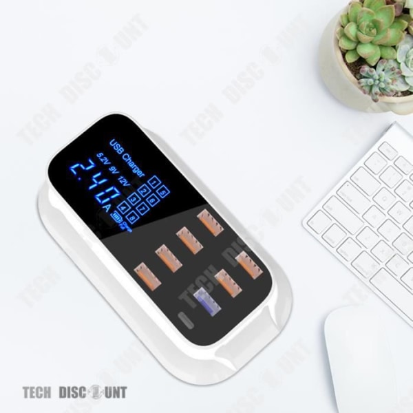 Laddare - TD® - Multi-port USB snabbladdare - 40W - Digital display - QC3.0