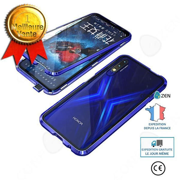 CONFO Huawei Honor 9X -kuori, kaksipuolinen magneettinen lasisuojus Huawei Honor 9X Globalille - Sininen
