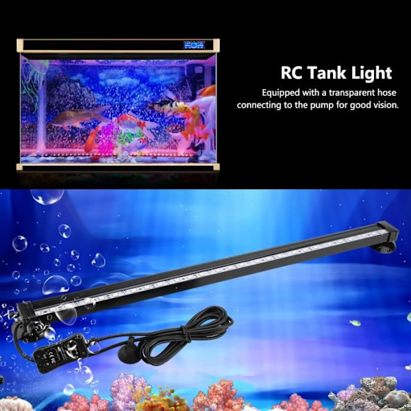 100-240V LED-valo akvaariolle - Kauko-ohjattava värinvaihtovalaisin - Merivesimäinen kuplavalo - 46cm - EU som bilder visar