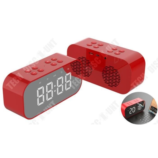 TD®-högtalare LED/ Bluetooth trådlös väckarklocka/minispegel med displayklocka Mottagande sändningskort/multifunktionell röd