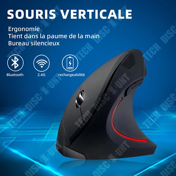 TD Black Ergonomic Mouse 1600DPI Office Silent Mouse Trådlös laddningsmus Bluetooth-mus Flerknappsmus