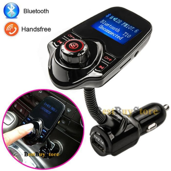 Handsfree Bilsats Super Bluetooth FM-sändare Musik MP3-spelare 5V 2.1A USB Billaddare, Stöd Micro SD C