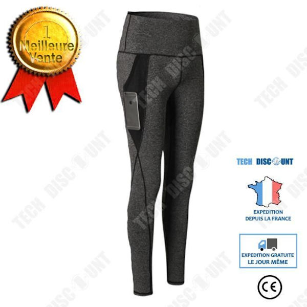 TD® High Waist Dam Pocket Löpträning Quick Dry Tights Sportbyxor Dam Leggings Yoga Grå 25
