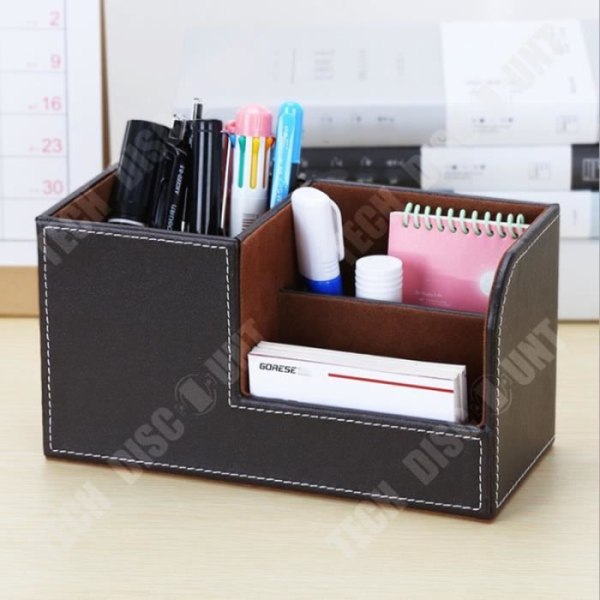 TD® Pennhållare ins kontorsförvaringsrör grått läder multifunktionell liten förvaringsbox present pennhållare
