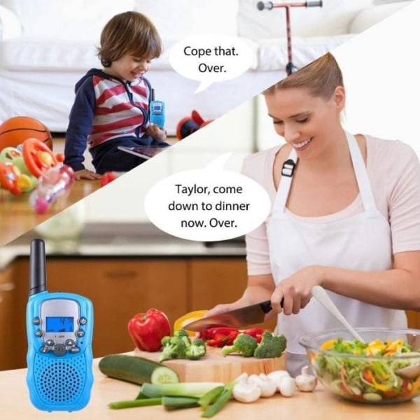 2-pack uppladdningsbar, uppladdningsbar walkie talkie för barn 3 km långdistansinterphone Julklapp för barn (blå)