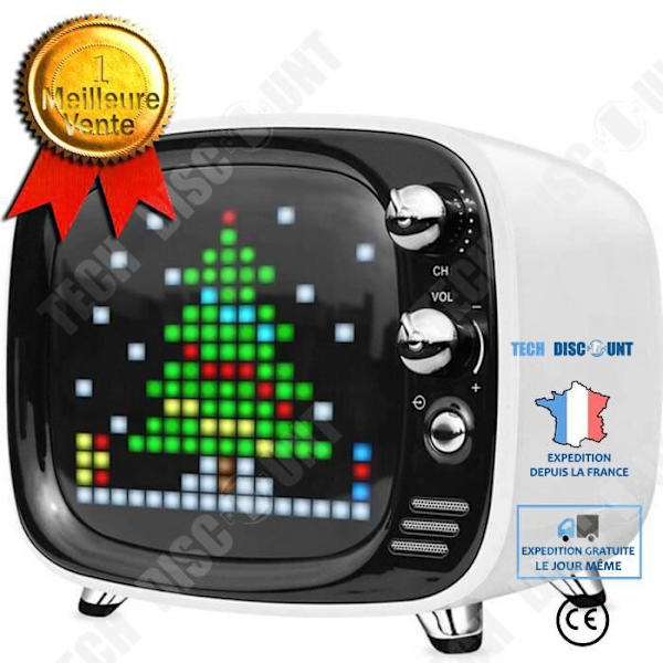 Bluetooth-högtalare - TD® - Pixel - Mini-väckarklocka - Bärbar - Retro TV-design