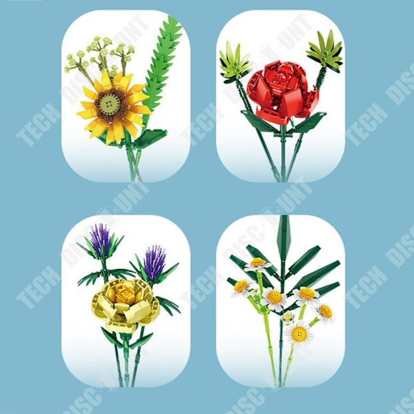 TD® byggklossar med konstgjorda blommor att bygga, byggklossar, unika kreativa utsmyckningar