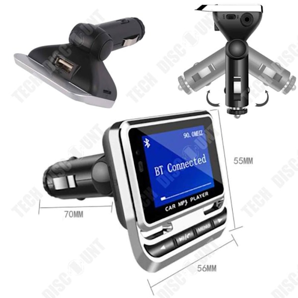 TD Bluetooth FM -lähetin 2.0 auton FM 12v 1A QC 3.0 nopea lataus ja USB-portti Bluetooth-autolaturi