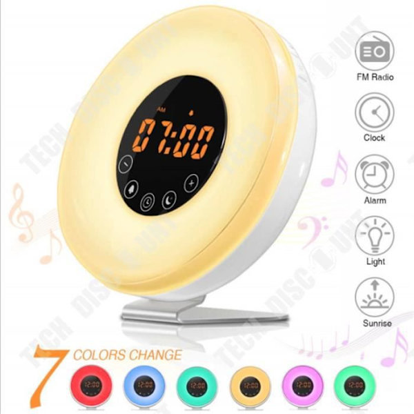 TD® Wake Up Light, FM Radio Wake Up Lamp Nattljus Wake Up Light Sänglampa Soluppgång Solnedgång Simulering Snooze RGB White Ch