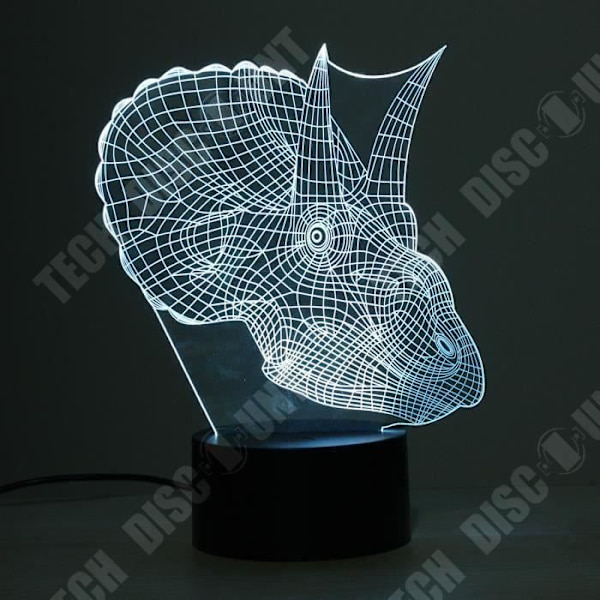 TD® Dekorativ berøringslampe med optiske illusioner 7 farver Triceratops model - lavt forbrug USB-kabel 3 AAA batterier